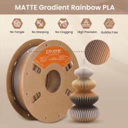 ERYONE 1KG Hyper Speed Matte Gradient Rainbow PLA Filament 1.75mm 3D Print,Max Print Speed:500mm/s,Multicolor,1KG/Spool