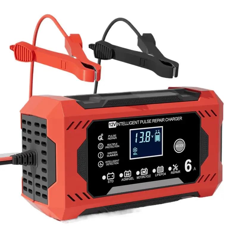 Car Battery Charger 6A 12V Car and Motorcycle Battery Charging Device Lead-acid Battery Smart Repair LCD Display auto tools