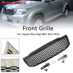 Artudatech Matt Black Front Bumper Grill Grille Fit for Toyota Hilux Vigo MK7 2012-2014