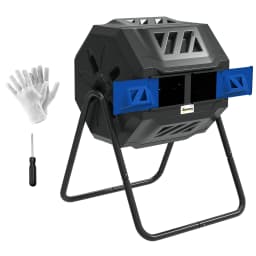 Garden Compost Bin 160L Dual Tumbler Rotating Outdoor Composter W/ Sliding Doors