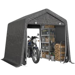 2.8m X 2.4m Garden Garage Storage Tent Metal Frame Bike Shed W/ Zipper Doors