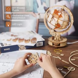 Robotime Rokr 3D Wooden Puzzle Model Building Block Set with Luminous LED Light 180PCS Gift for Teens & Adults Home Decor