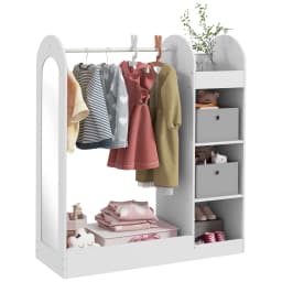 AIYAPLAY Kids Clothes Rail, Kids Dress Up Rail with Storage Shelf, Boxes, Mirror, Kids, Wardrobe for Bedroom, Kids Room, Nursery