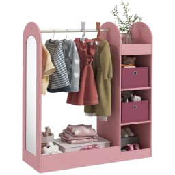 AIYAPLAY Kids Clothes Rail, Kids Dress Up Rail with Storage Shelf, Boxes, Mirror, Kids, Wardrobe for Bedroom, Kids Room, Nursery