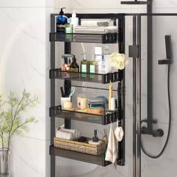 4 Tier Over-the-Door Adjustable Shower Caddy Shelf, 40cm W X 17cm D X 86cm H