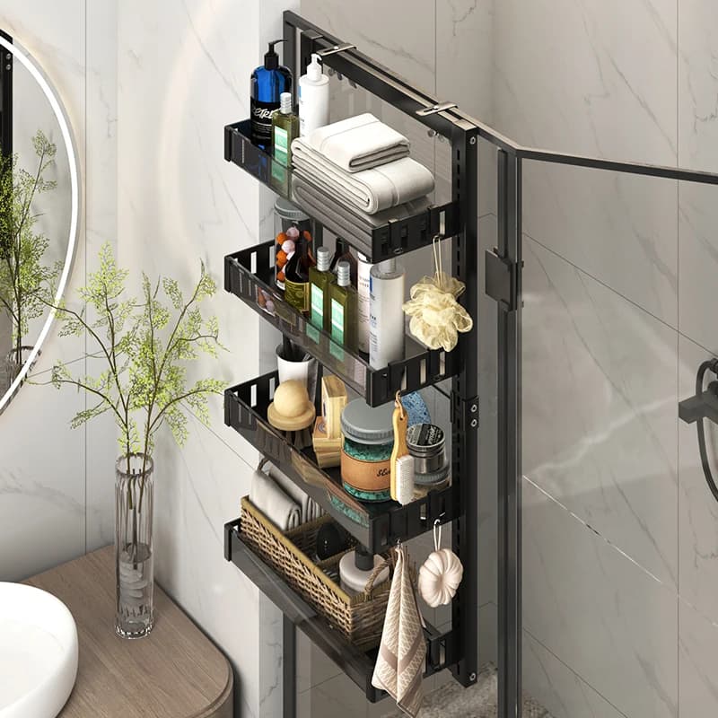 4 Tier Over-the-Door Adjustable Shower Caddy Shelf, 40cm W X 17cm D X 86cm H