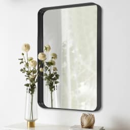 【Lifeideas】Rectangle Vanity Framed Mirror for Wall Matte Metal Framed Modern Mirror Tempered Glass For Living Room