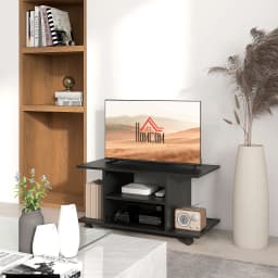 HOMCOM Modern TV Cabinet Stand Storage Shelves Table Mobile Black
