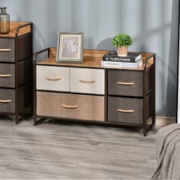 Drawer Dresser Tower Unit Clothes Storage Organizer with Wood Top, Steel Frame