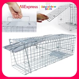 New Live Animal Cage Trap Humane Cat Rodent Control Folding with Handle for Rabbits Stray Cats Squirrels Raccoons Groundhogs