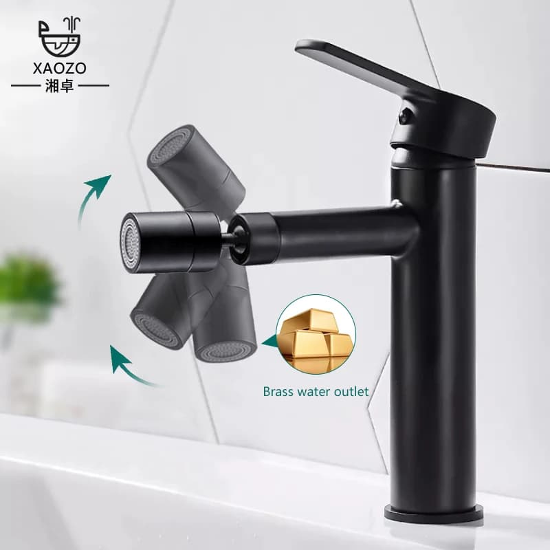 304 Stainless Steel 360 Rotate Basin Faucet Bathroom Kitchen Faucet Water Saving Tap Nozzle Cold and Hot Tap