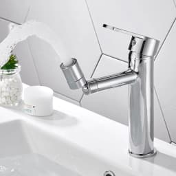 304 Stainless Steel 360 Rotate Basin Faucet Bathroom Kitchen Faucet Water Saving Tap Nozzle Cold and Hot Tap