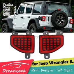 2x LED Rear Bumper Brake Tail Light for Jeep Wrangler JL 2018+ Reflector Lights w/ Dynamic Sequential Turn Signal Lamp Taillight