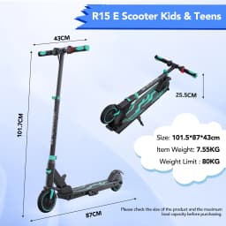 RCB Electric Scooter for Children Aged 8-12-16 Years, Only 7.55KG Foldable Electric Scooters, Two Types of Braking, Max 16 Km