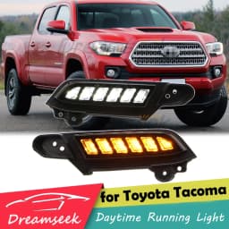 LED DRL Day Running Light Headlamp Accessories For Toyota Tacoma 2016 2017 2018 2019 2020 2021 2022 2023 Fog Lamp W/ Turn Signal