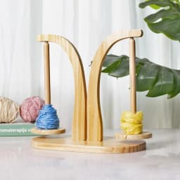 Wood Double Yarn Spindle Rotating Wooden Sewing Yarn Holder Spinner Magnetic Thread Spool Wool Ball Winder Knitting Tools