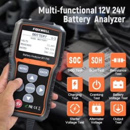 FOXWELL BT705 12V Battery Tester 24V Truck Cranking Charging System Test Automotive 100-2000CCA Battery Load Tester Analyzer