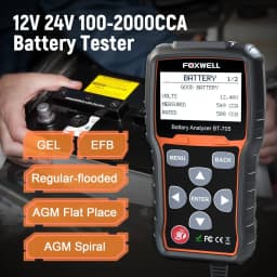 FOXWELL BT705 12V Battery Tester 24V Truck Cranking Charging System Test Automotive 100-2000CCA Battery Load Tester Analyzer