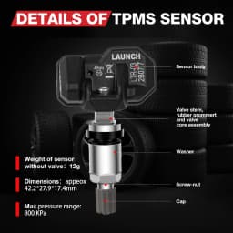 Launch TPMS Sensor Set of 4 RF Dual Frequency (315MHz + 433MHz) Press-in OE-Level Universal Programmable by LAUNCH TPMS Tools