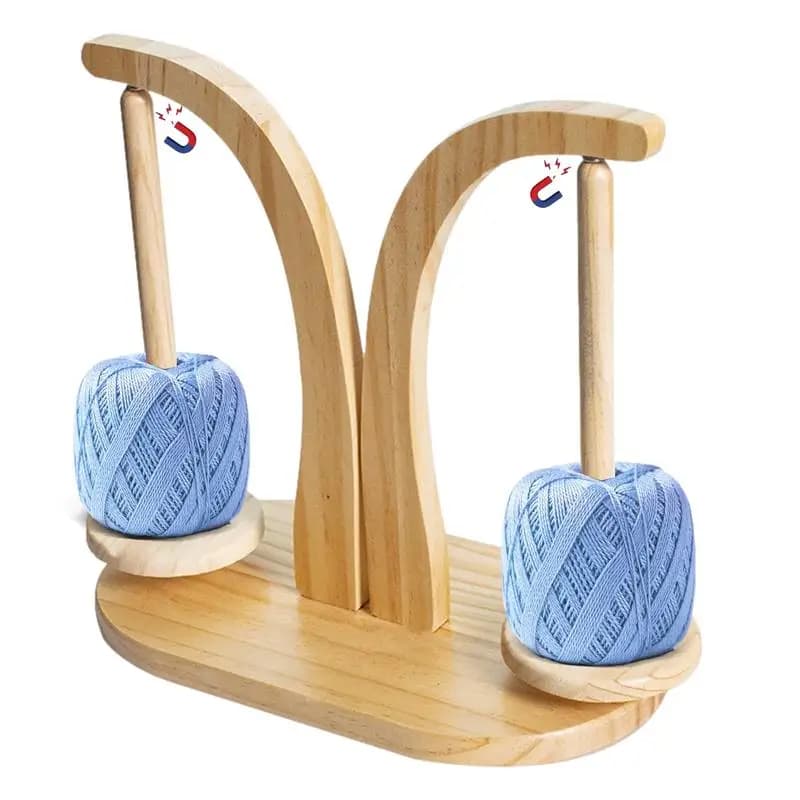 Hot Magnetic Double Yarn Holder Spinner Rotating Pendulum Knitting Stand Wooden Crochet Yarn Spindle Sewing Tool