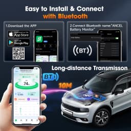 New ANCEL BM300 Pro Bluetooth 6V/12V/24V Battery Monitor Tester Analyzer Circuit Cranking/Charging Test for Car Motorcycle