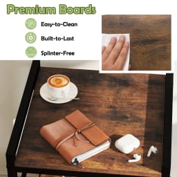 GOFLAME Bedroom Nightstand Bedside Table w/Fabric Drawer & Open Shelf-Coffee