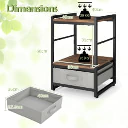 GOFLAME Bedroom Nightstand Bedside Table w/Fabric Drawer & Open Shelf-Coffee