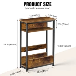 3 Tier Side Table with Storage Shelf, Slim End Table Modern Sofa Table for Narrow Spaces,Bedside Table with Magazine Rack