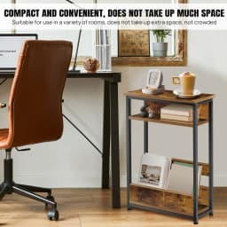 3 Tier Side Table with Storage Shelf, Slim End Table Modern Sofa Table for Narrow Spaces,Bedside Table with Magazine Rack