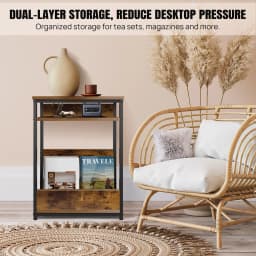 3 Tier Side Table with Storage Shelf, Slim End Table Modern Sofa Table for Narrow Spaces,Bedside Table with Magazine Rack