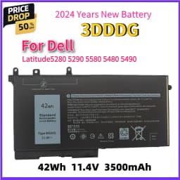 New 93FTF 3DDDG Laptop Battery For DELL Latitude 5280 5480 5580 E5280 E5480 E5580 E5290 E5490 E5590 Series 83XPC 4YFVG