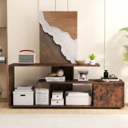 GOFLAME TV Stand for TVs up to 55” 3-Tier Media Console Table w/Storage-Coffee