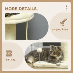 PawHut Cat Tree for Indoor Cats Kitten Tower w/ Sisal Scratching Post - Cream