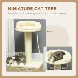 PawHut Cat Tree for Indoor Cats Kitten Tower w/ Sisal Scratching Post - Cream