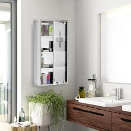 HOMCOM Medicine Cabinet Houseware Stainless Steel Medicine Cabinet Glass Door