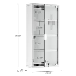 HOMCOM Medicine Cabinet Houseware Stainless Steel Medicine Cabinet Glass Door