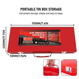 35PCS Deep Impact Socket Set 1/2” Drive Metric Thin Wall 6 Point Nut Garage Repair Tool 8-32mm with Red Case