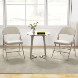 GOFLAME Set of 6 Folding Fabric Padded Chairs w/Sponge Seat and Backrest-Beige