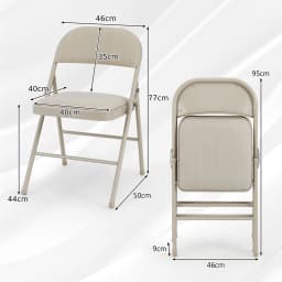 GOFLAME Set of 6 Folding Fabric Padded Chairs w/Sponge Seat and Backrest-Beige
