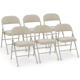 GOFLAME Set of 6 Folding Fabric Padded Chairs w/Sponge Seat and Backrest-Beige