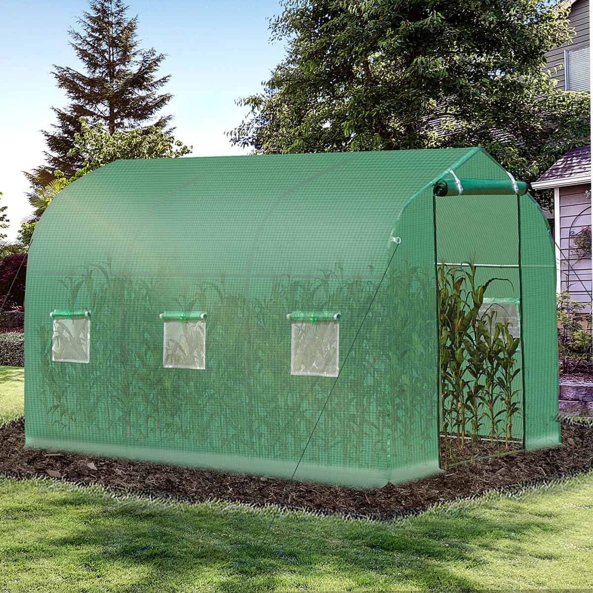 Walk-In Polytunnel Round / Gable Top Garden Greenhouse Heat Shed 3 X 2 X 2 m