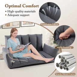 GOFLAME Foldable Floor Sofa Upholstered Recliner Chair W/Adjustable Backrest