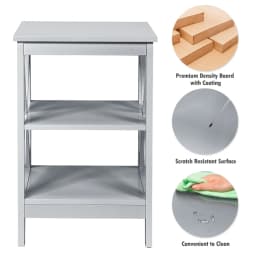 GOFLAME 3-Tier Nightstand Side Table X-Design End Table Bed Side Table-Grey