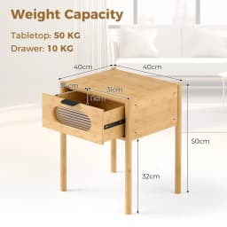 GOFLAME Bamboo Nightstand Bedroom Farmhouse Bedside Table-Natural