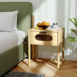 GOFLAME Bamboo Nightstand Bedroom Farmhouse Bedside Table-Natural