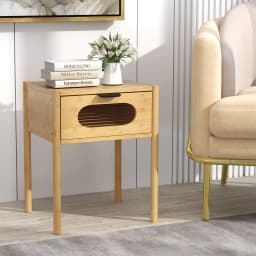 GOFLAME Bamboo Nightstand Bedroom Farmhouse Bedside Table-Natural
