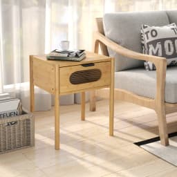 GOFLAME Bamboo Nightstand Bedroom Farmhouse Bedside Table-Natural