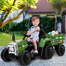 DORTALA 12V Kids Ride On Tractor W/ Trailer Electric 3-Gear-Shift Ground Loader Toy Car