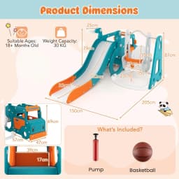 DORTALA 5-in-1 Kids Slide and Swing Set Kids Slide Indoor Playset w/ Baby Swing