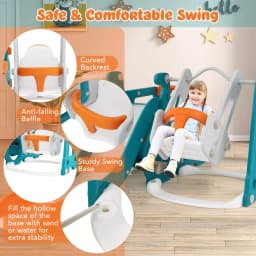 DORTALA 5-in-1 Kids Slide and Swing Set Kids Slide Indoor Playset w/ Baby Swing